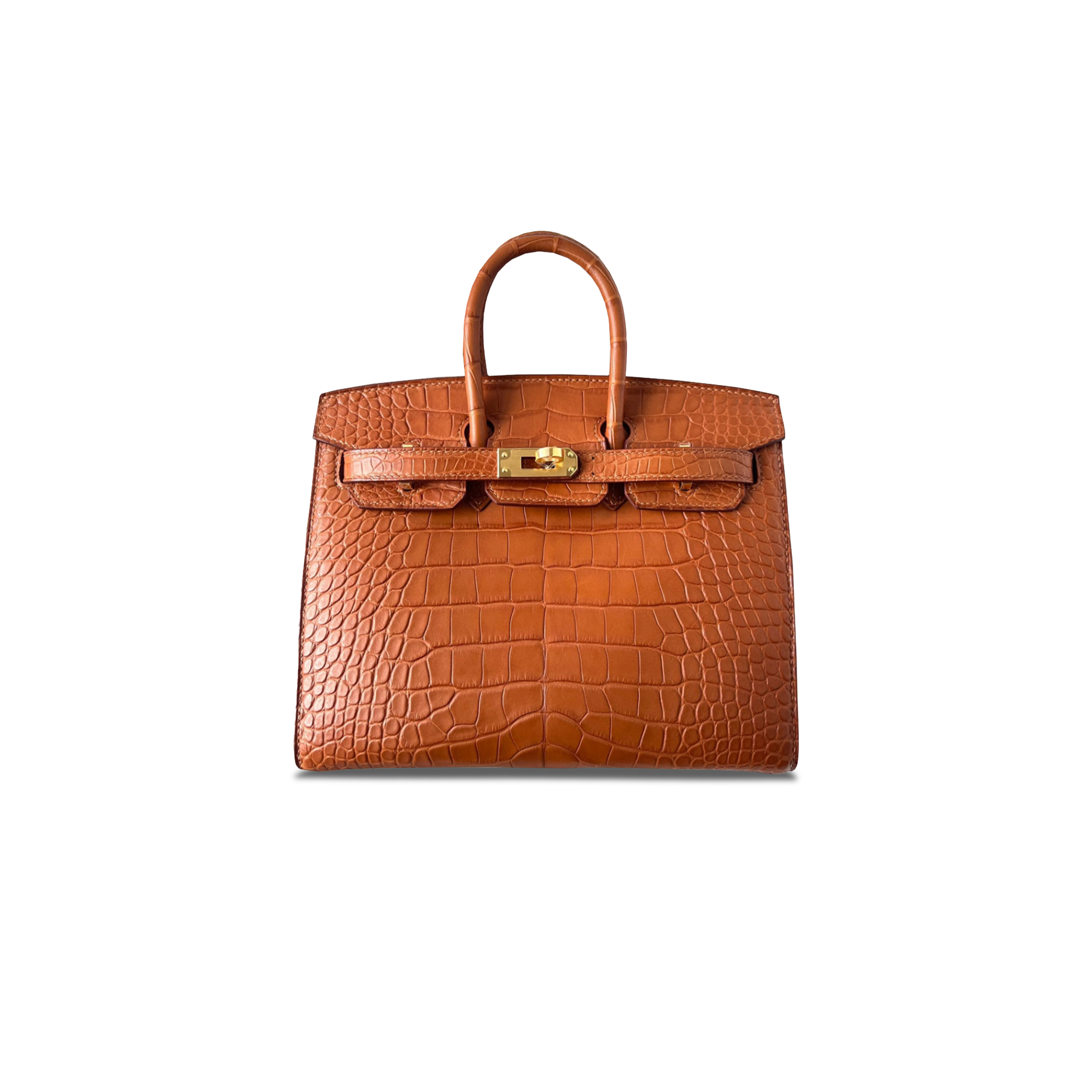 H**mes master birkin 20 crocodile leather golden brown gold buckle h041350ck06 (20*15.5*11cm)